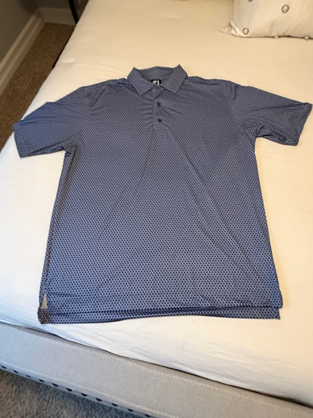 FootJoy Blue Patterned Short Sleeve Golf Polo